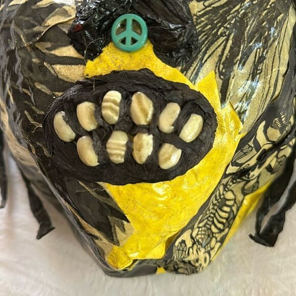 Mask Hand Crafted Day of the Dead Festival Decor Paper Mache Fabric Textiles - Picture 2 of 8